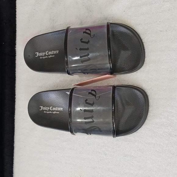 JUICY COUTURE CLEAR and Black Wanderlust Pool Slides. SIZE 9 - Picture 2 of 12